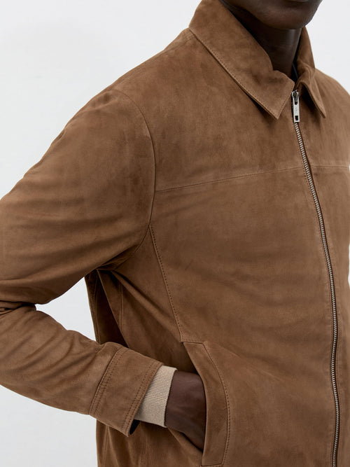 Blouson en cuir nubuck marron - Father & Sons   - 3 