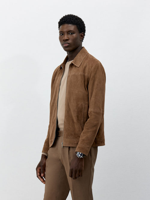 Blouson en cuir nubuck marron - Father & Sons   -  