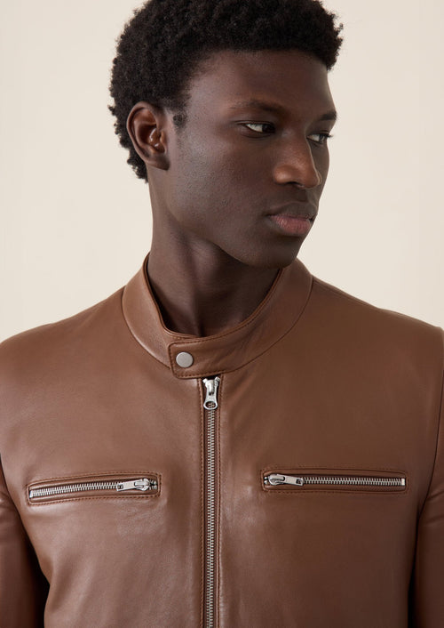 Blouson en cuir cognac - Father & Sons   - 3 