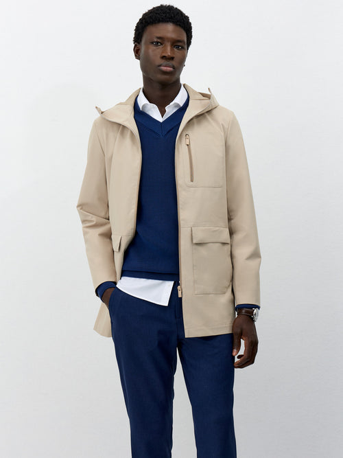 Parka légère beige à capuche - Father & Sons   - 7 