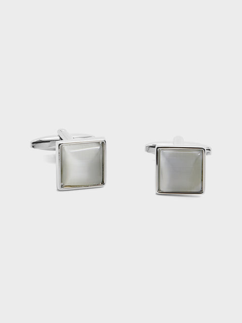 Boutons de manchettes carrés avec inserts gris - Father & Sons   - 1 