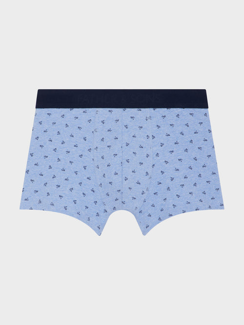 Boxer en coton stretch bleu ciel à motif - Father & Sons   - 1 