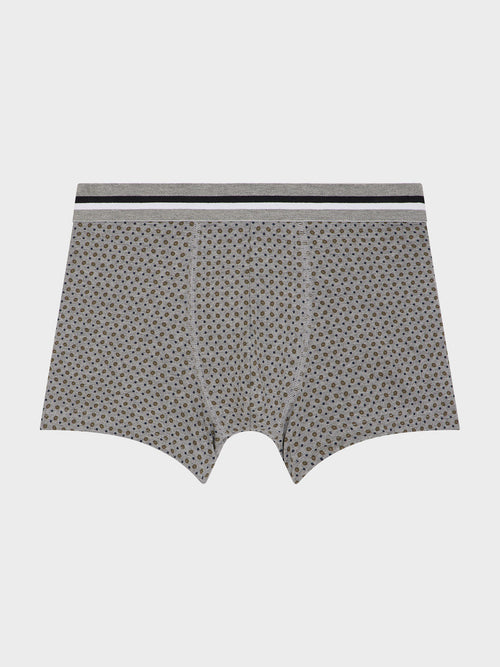 Boxer en coton stretch gris à motif vert et bleu - 1 - Father & Sons   - 9 