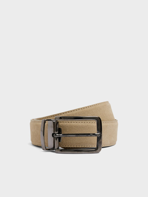 Ceinture ajustable en cuir nubuck beige - Father & Sons   -  