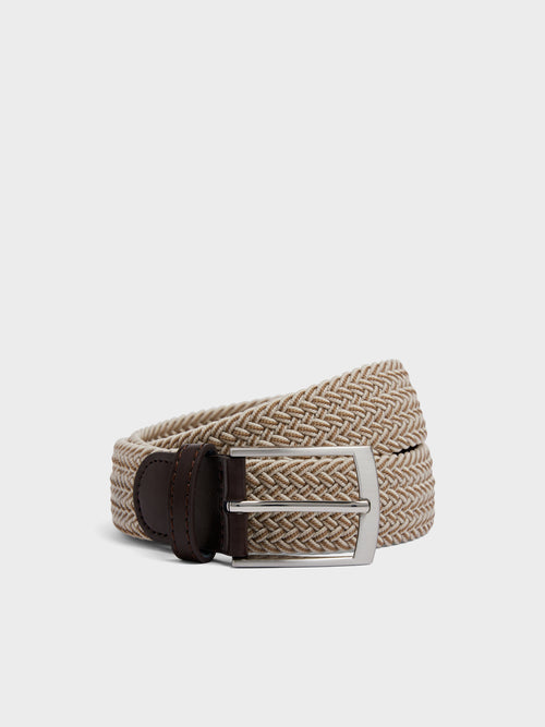 Ceinture tressée beige et écru - Father & Sons   - 1 