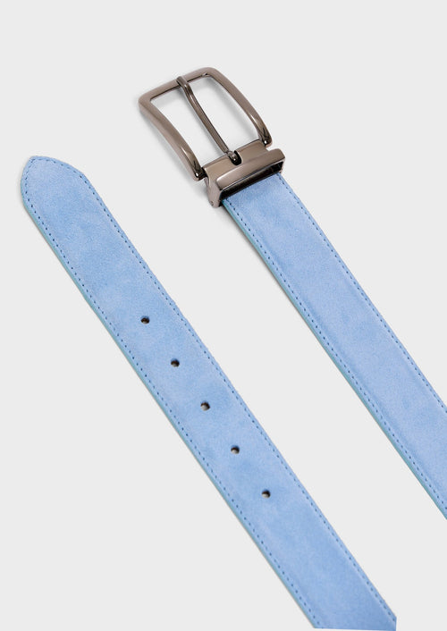 Ceinture ajustable en cuir nubuck bleu ciel - 2 - Father & Sons   - 16 