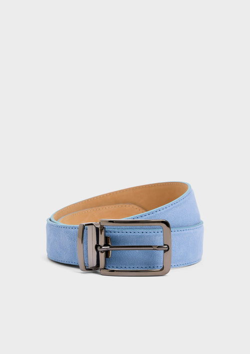 Ceinture ajustable en cuir nubuck bleu ciel - 1 - Father & Sons   - 16 