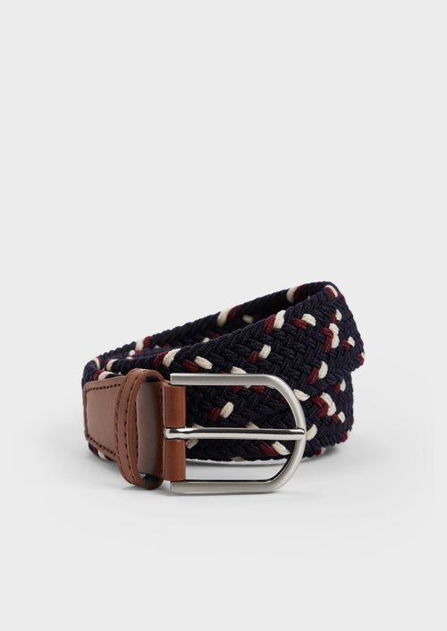 Ceinture tressée bleu marine, bordeaux et blanc - 1 - Father & Sons   - 7 