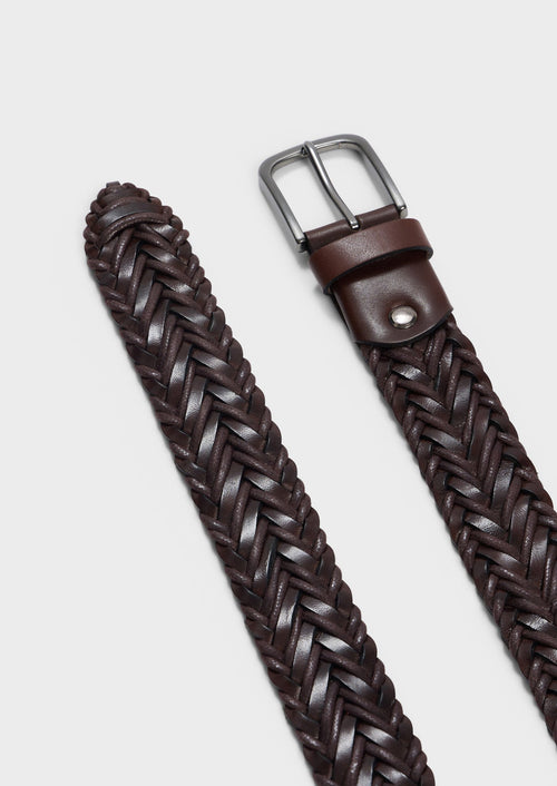 Ceinture tressée en cuir marron - Father & Sons   - 2 