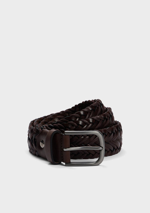 Ceinture tressée en cuir marron - Father & Sons   -  