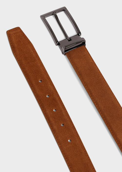 Ceinture ajustable en cuir nubuck marron - 2 - Father & Sons   - 4 