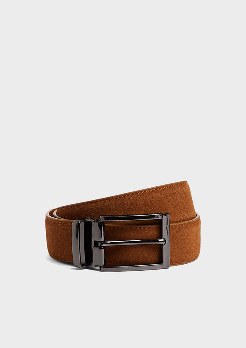 Ceinture ajustable en cuir nubuck marron - 1 - Father & Sons   - 4 