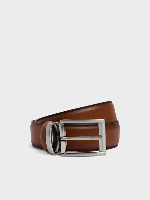 Ceinture ajustable en cuir lisse cognac - Father & Sons   -  