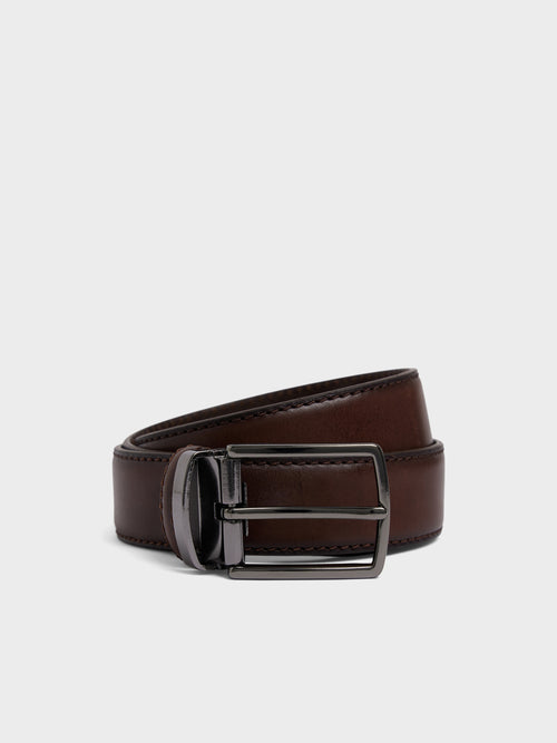 Ceinture ajustable en cuir lisse marron - 1 - Father & Sons   - 13 