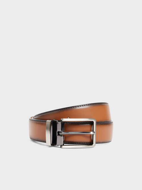 Ceinture ajustable en cuir lisse cognac - 1 - Father & Sons   - 13 