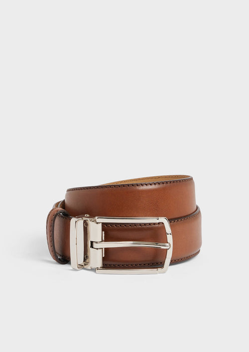 Ceinture ajustable en cuir lisse cognac - 1 - Father & Sons   - 14 