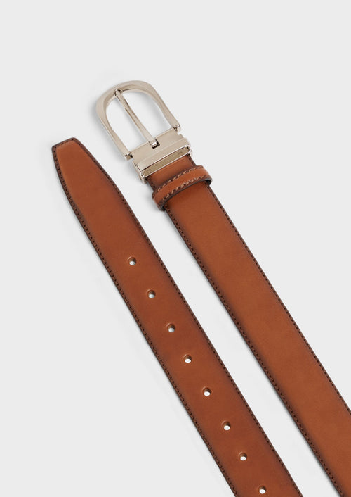 Ceinture ajustable en cuir lisse cognac - 2 - Father & Sons   - 12 