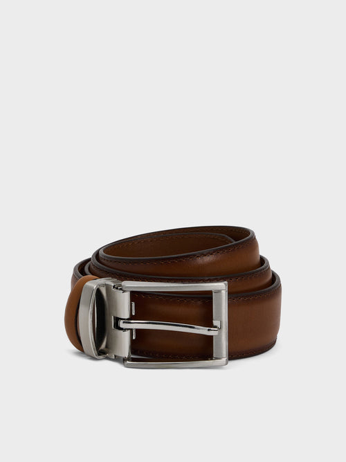 Ceinture ajustable en cuir lisse cognac - 1 - Father & Sons   - 23 