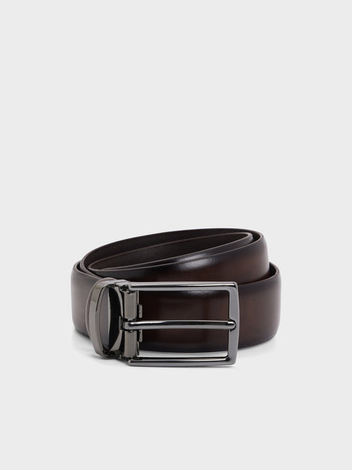 Ceinture ajustable en cuir lisse marron - 1 - Father & Sons   - 20 