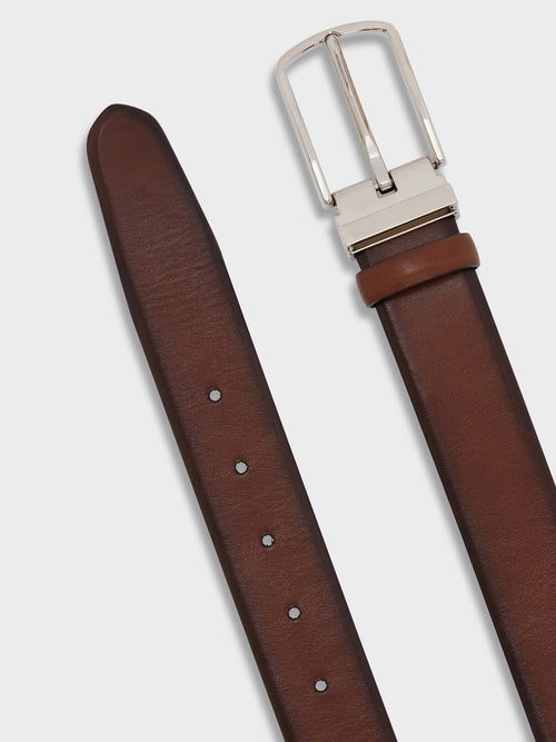 Ceinture ajustable en cuir lisse marron - 2 - Father & Sons   - 6 