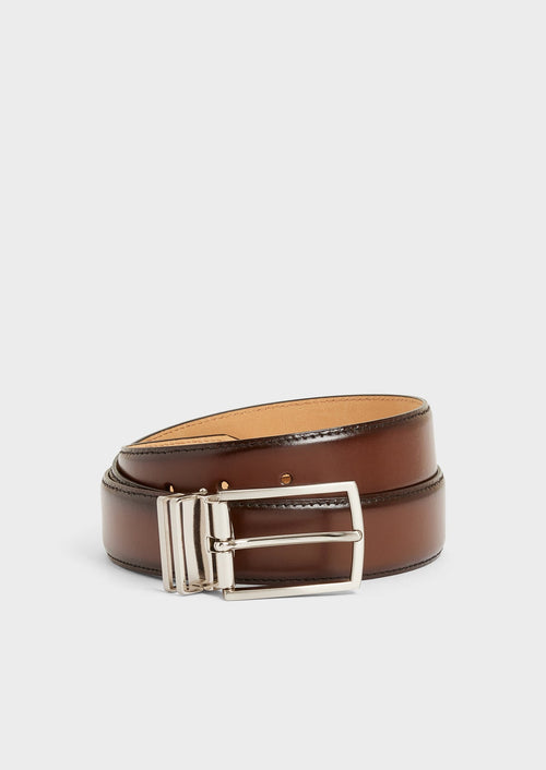 Ceinture ajustable en cuir lisse marron - 1 - Father & Sons   - 10 