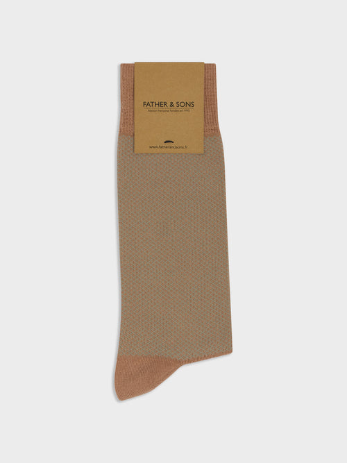 Chaussettes en coton bio camel à motif vert - Father & Sons   - 1 