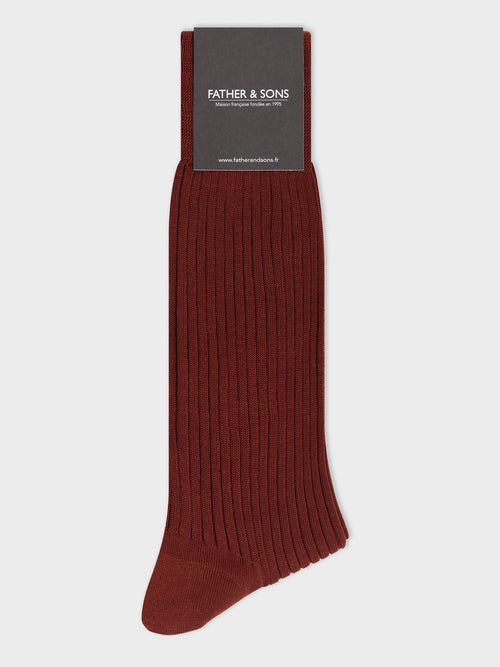 Chaussettes en coton fil d'Ecosse marron - 1 - Father & Sons   - 19 