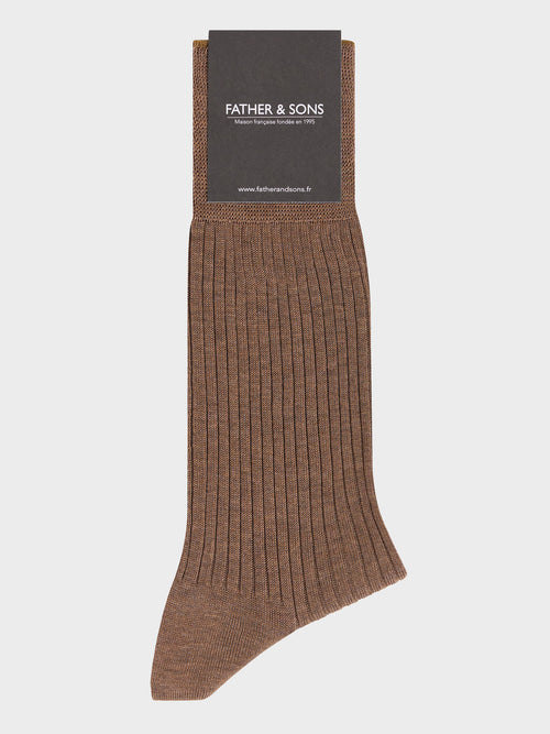 Chaussettes en coton fil d'Ecosse marron - 1 - Father & Sons   - 14 