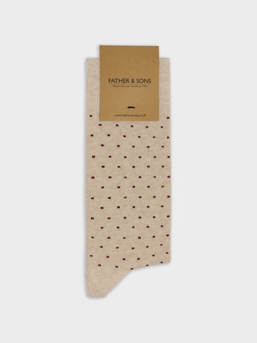 Chaussettes en coton bio mélangé rose à pois terracotta - Father & Sons   - 1 