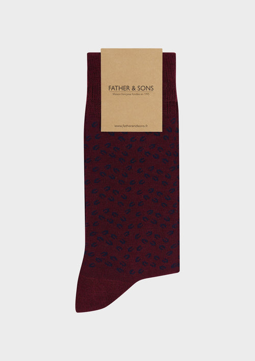 Chaussettes en viscose de bambou bordeaux à motif fantaisie bleu jeans - 1 - Father & Sons   - 8 