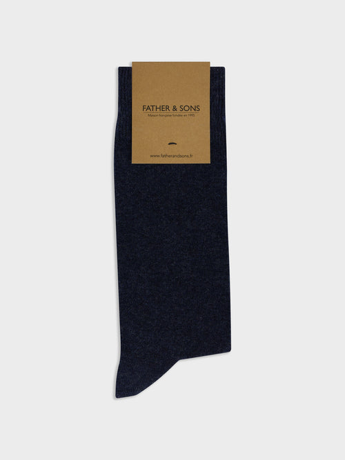 Chaussettes en coton bio mélangé bleu indigo - 1 - Father & Sons   - 10 