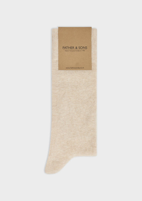 Chaussettes en coton bio mélangé uni beige - Father & Sons   -  