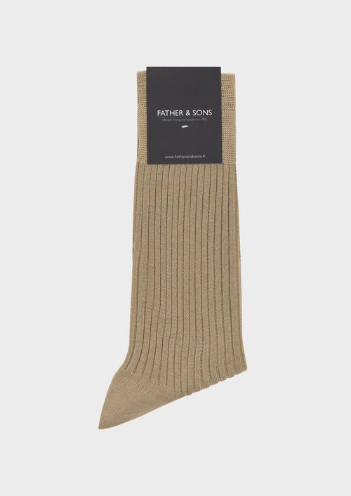 Chaussettes en coton fil d'Ecosse uni beige - Father & Sons   -  