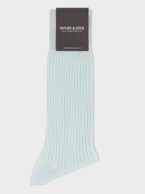 Chaussettes en coton fil d'Ecosse vert d'eau - Father & Sons   - 1 