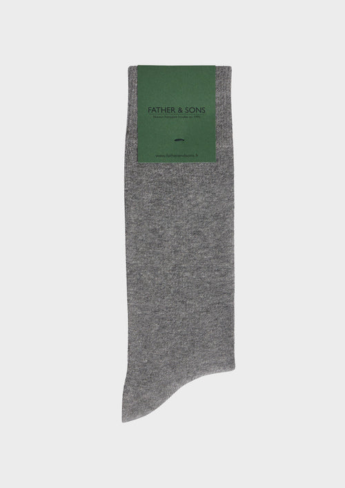 Chaussettes en coton mélangé uni gris moyen - Father & Sons   -  