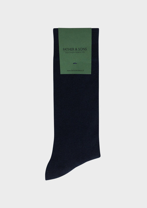 Chaussettes en coton mélangé uni marine - Father & Sons   -  