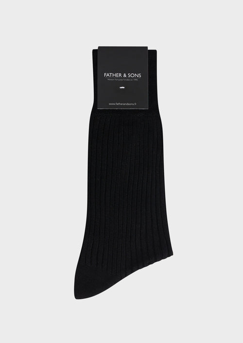 Chaussettes en coton fil d'Ecosse uni noir - Father & Sons   - 1 