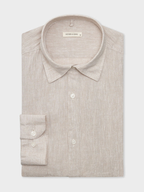 Chemise sport Slim en lin uni ficelle - Father & Sons   -  