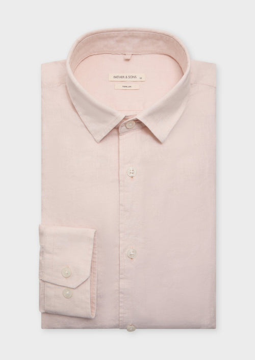 Chemise sport Slim en lin uni rose - 1 - Father & Sons   - 10 