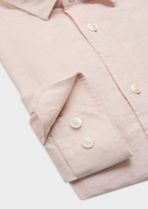 Chemise sport Slim en lin uni rose - Father & Sons   - 3 