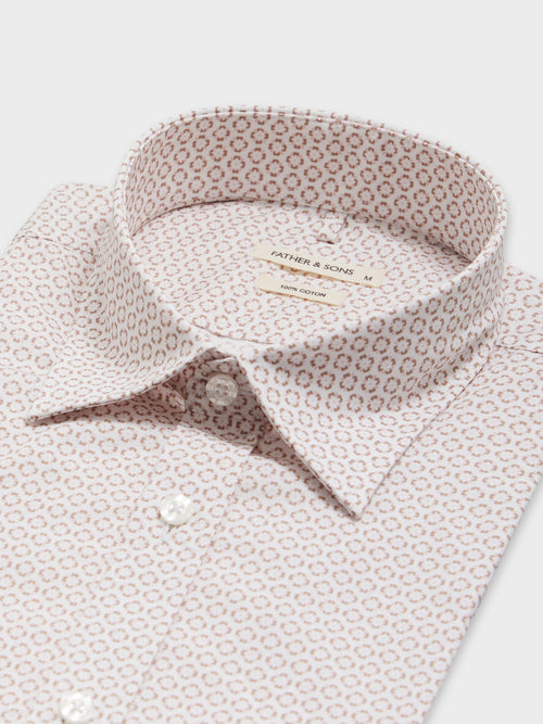 Chemise manches courtes Slim en popeline de coton à motif fleuri rose - 2 - Father & Sons   - 6 