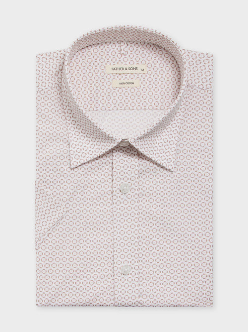 Chemise manches courtes Slim en popeline de coton à motif fleuri rose - 1 - Father & Sons   - 8 