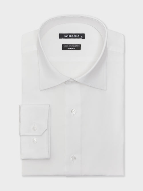 Chemise non-iron Slim en popeline de coton blanc - Father & Sons   -  