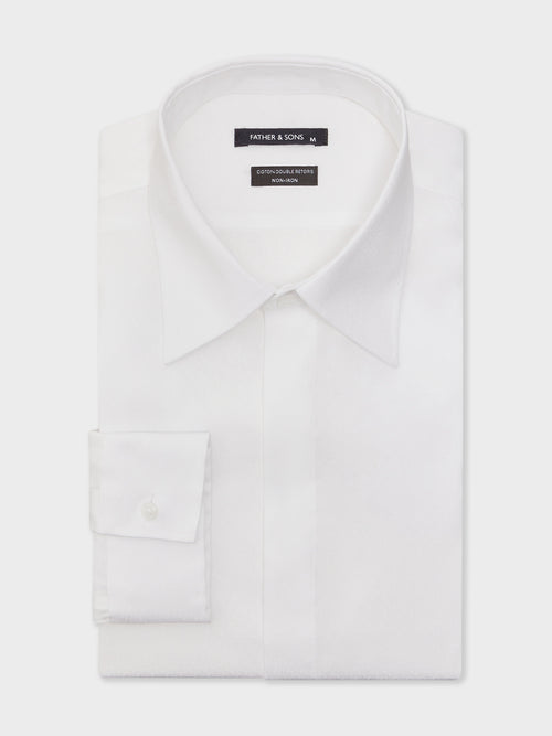 Chemise non-iron Slim en coton façonné blanc à motif - 1 - Father & Sons   - 17 