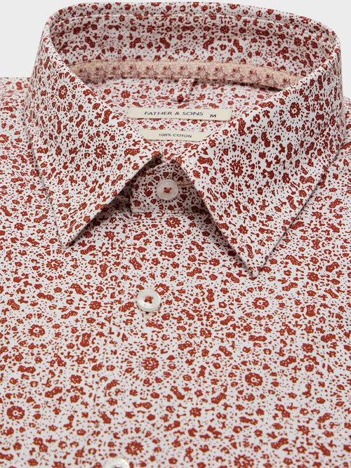 Chemise Slim en popeline de coton à motif terracotta - 2 - Father & Sons   - 7 