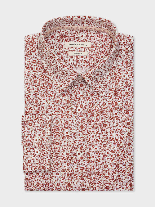 Chemise Slim en popeline de coton à motif terracotta - 1 - Father & Sons   - 8 