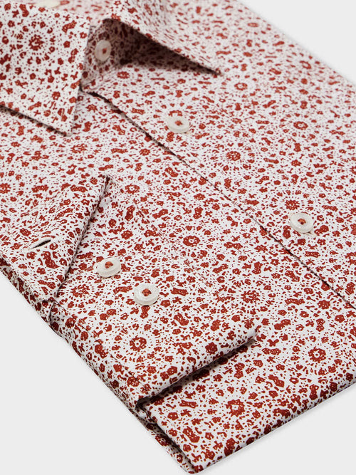 Chemise Slim en popeline de coton à motif terracotta - Father & Sons   - 3 