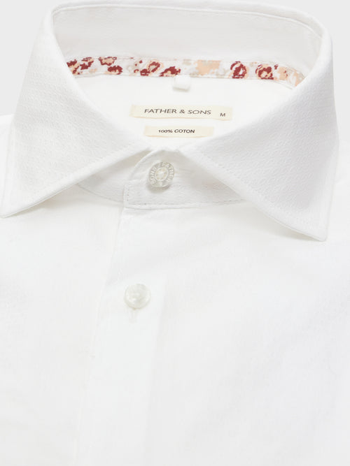 Chemise Regular en coton façonné blanc à motif - Father & Sons   - 2 