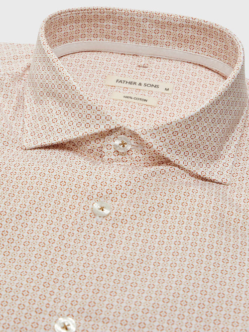 Chemise Slim en popeline de coton à motif terracotta - 2 - Father & Sons   - 13 