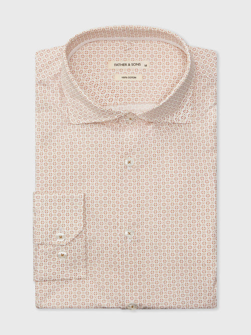 Chemise Slim en popeline de coton à motif terracotta - 1 - Father & Sons   - 13 